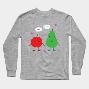 cute apple and pear best buddies kawaii Long Sleeve T-Shirt